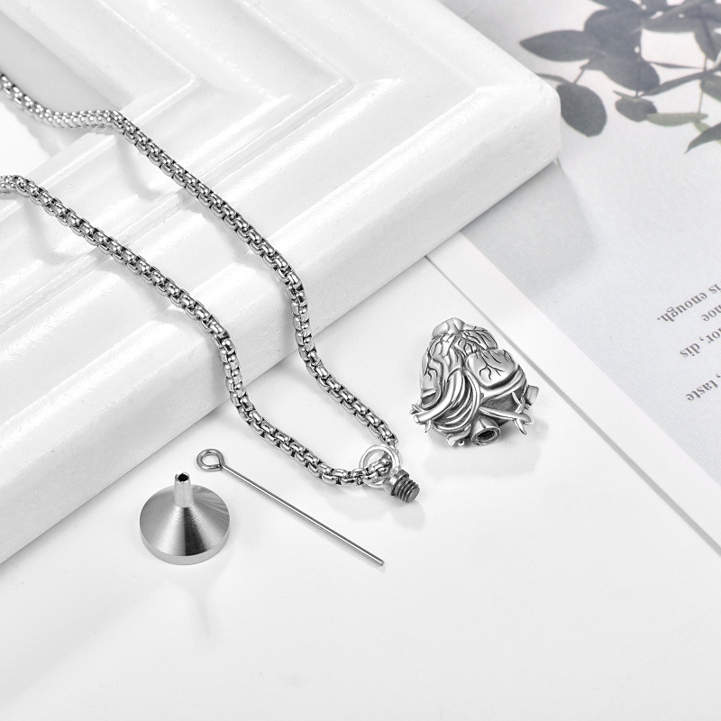 Collier urne en argent sterling Arbre de Vie et Cœur pour cendres, pour hommes-4
