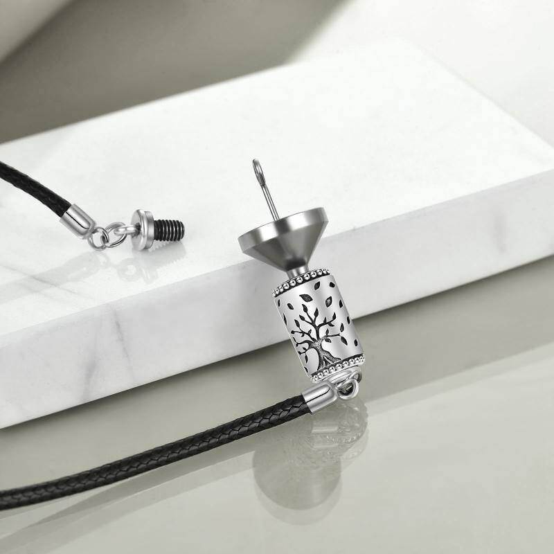 Plata de ley Árbol de la Vida Colgante Urna Collar Para Cenizas Para Hombres-3