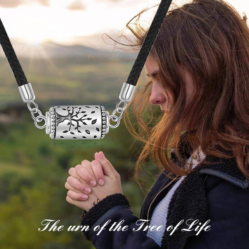 Plata de ley Árbol de la Vida Colgante Urna Collar Para Cenizas Para Hombres-6