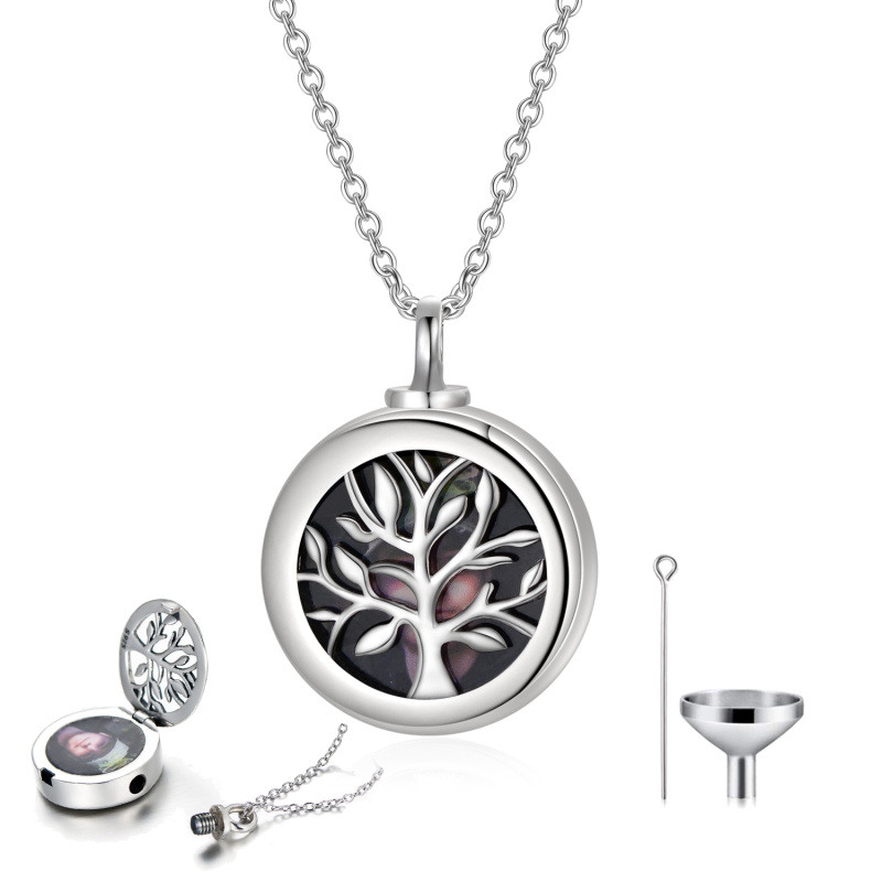 Sterling Silver Tree Of Life Personalized Photo Locket Urn Necklace for Ashes-20