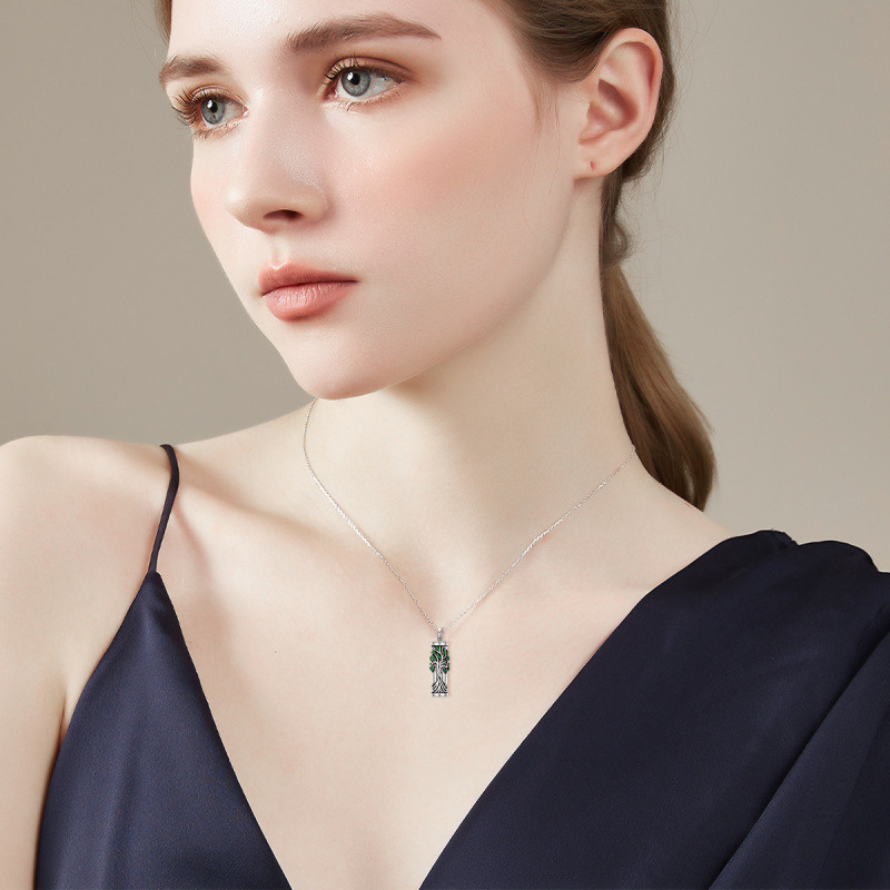 Sterling Silber Baum des Lebens Urne Halskette-2