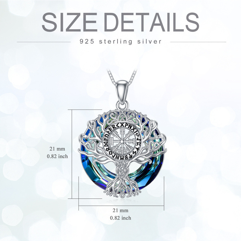 Collar con colgante de cristal de runa vikinga del árbol de la vida en plata de ley-5