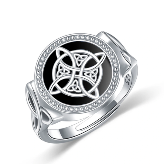 Sterling Zilveren Turquoise Keltische Knoop Heksenknoop Ring