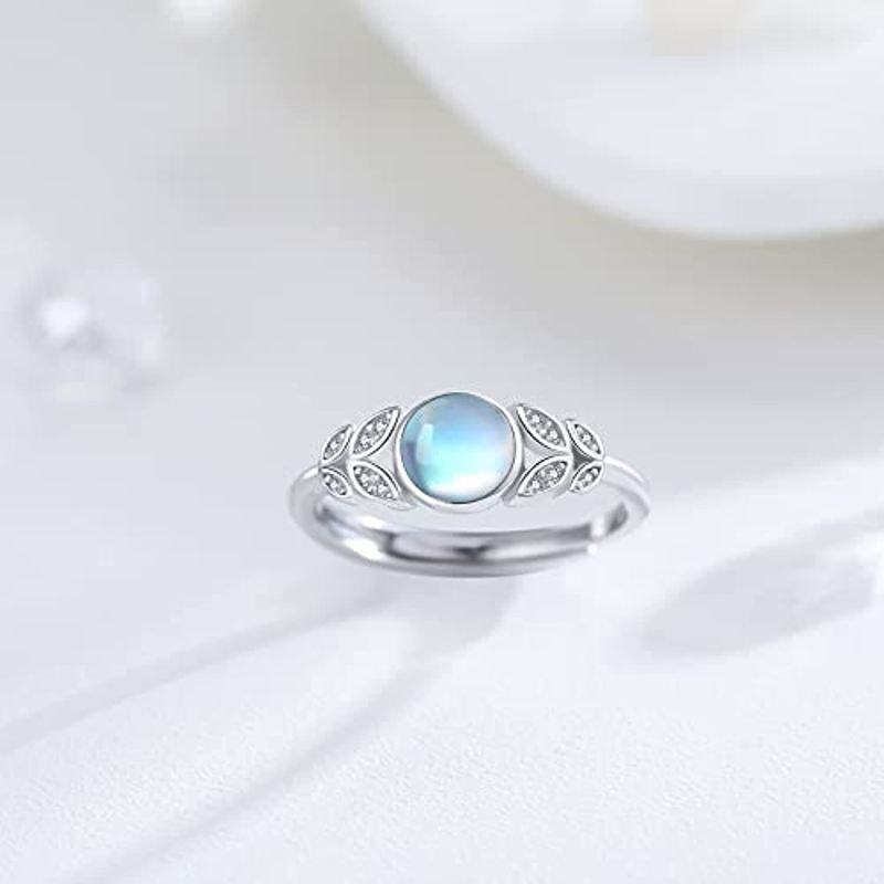 Anillo abierto de hojas de turquesa en plata de ley-8