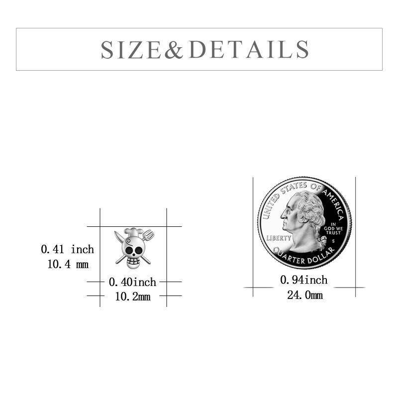 Pendientes de anime de dos tonos en plata de ley para hombre-5