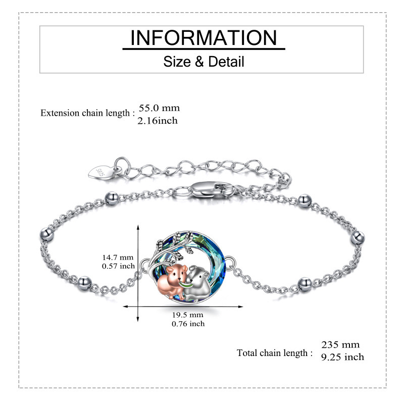 Pulsera de plata de ley bicolor con forma circular de cristal y colgante de hámster-5