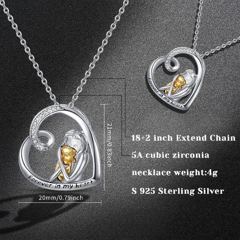 Collar con colgante de perro de dos tonos de plata de ley con palabra grabada-5
