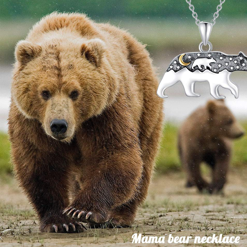 Naszyjnik z wisiorkiem Mama Bear Moon w kolorze srebra próby 925-4