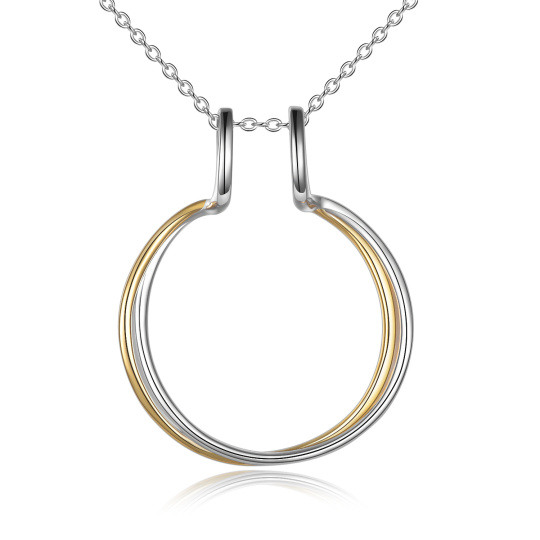 Collier pendentif porte-bague bicolore en argent sterling