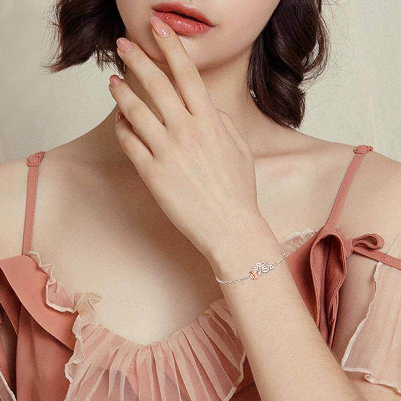 Pulsera con colgante de símbolo musical de rosa de dos tonos en plata de ley-2