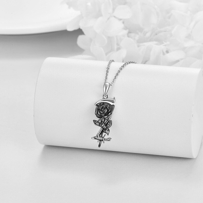 Collier en argent sterling pour cendres avec rose et faucille bicolores-3