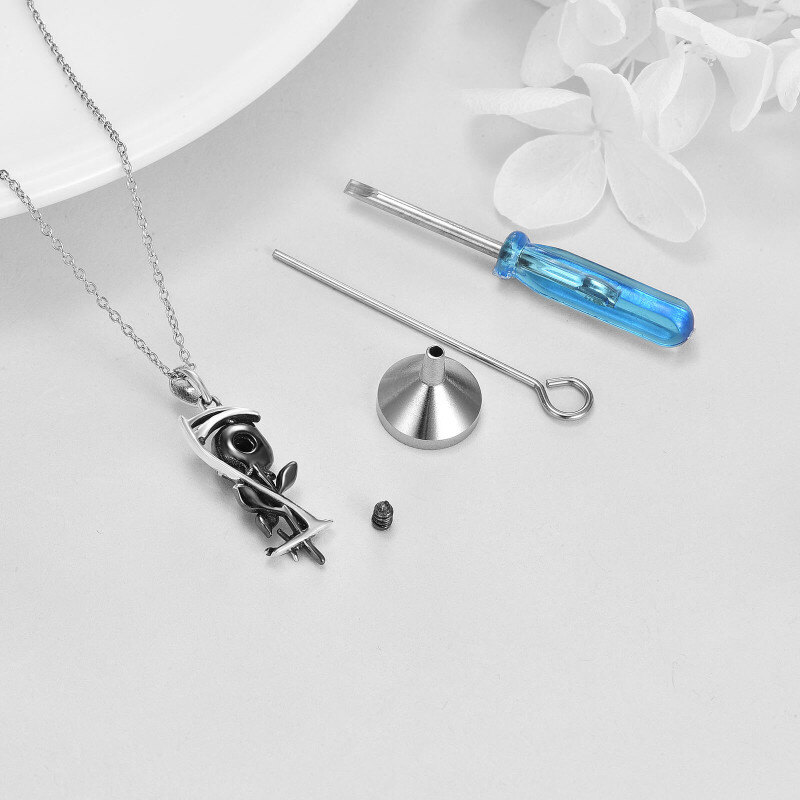 Collier en argent sterling pour cendres avec rose et faucille bicolores-4