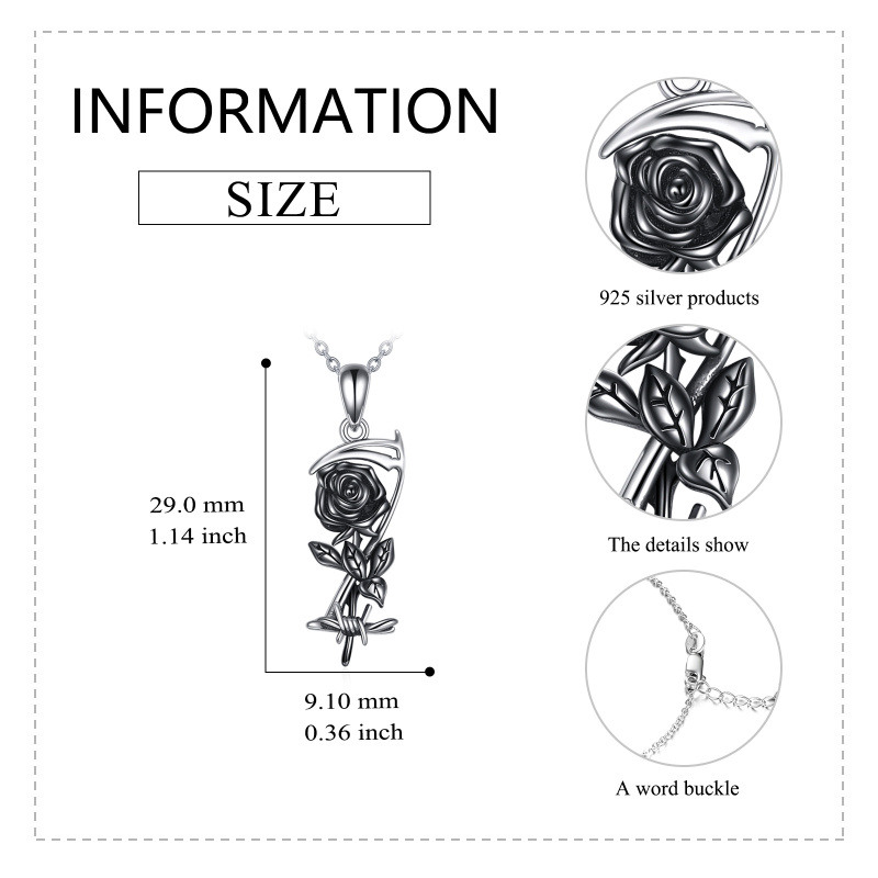 Collier en argent sterling pour cendres avec rose et faucille bicolores-5