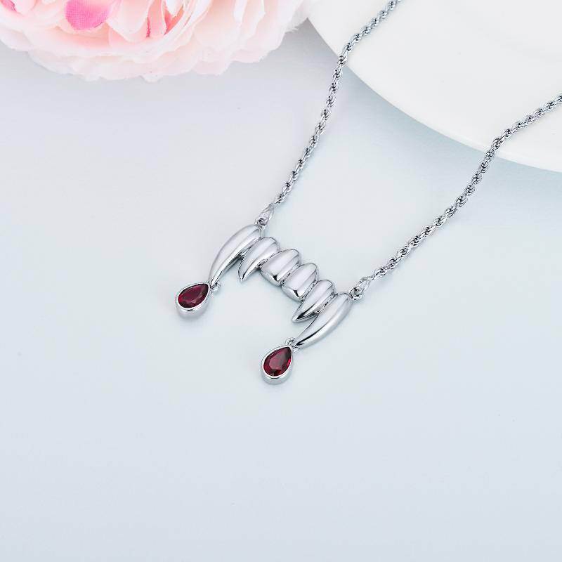 Sterling Silver Vampire Teeth Pendant Necklace-3