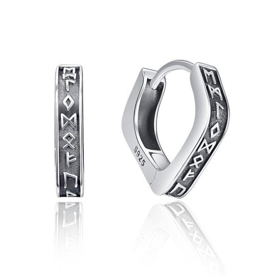 Boucles d'oreilles créoles runiques vikings en argent sterling
