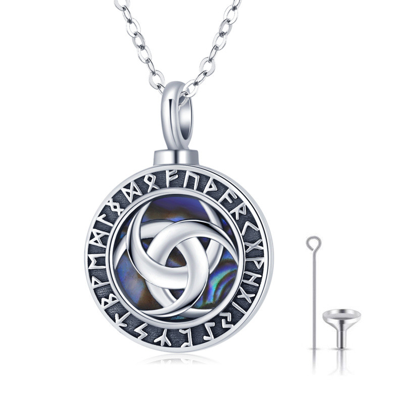 Sterling Silver Viking Rune Triforce Vegvisir Urn Necklace for Ashes-10