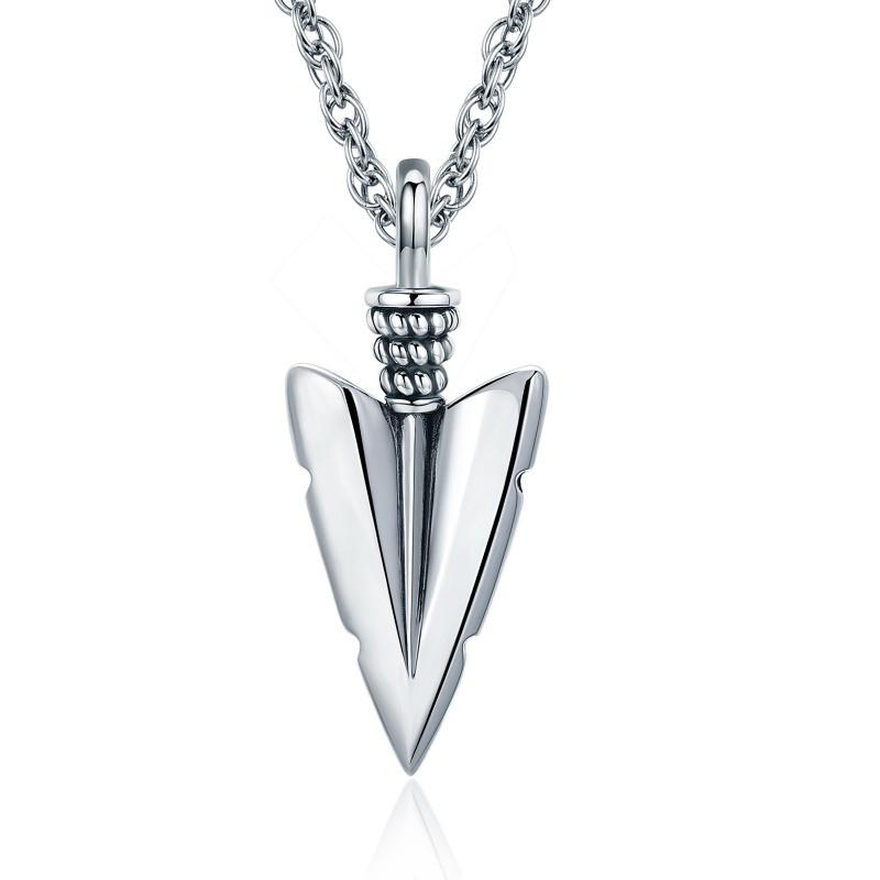 Sterling Silver Viking Rune Vegvisir Arrow Pendant Necklace-10