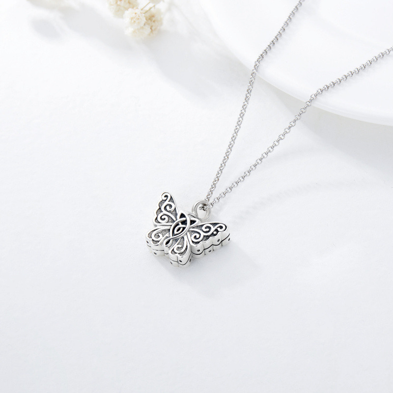 Collar de plata de ley Vintage Celtic Knot Butterfly Urn para cenizas-4