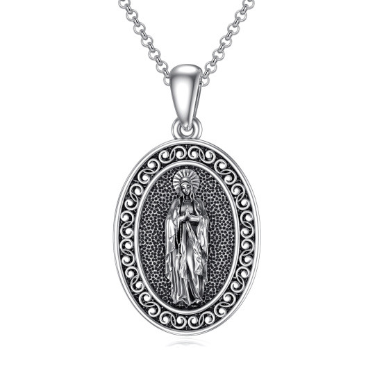 Collar con colgante de la Virgen María chapado en plata de ley