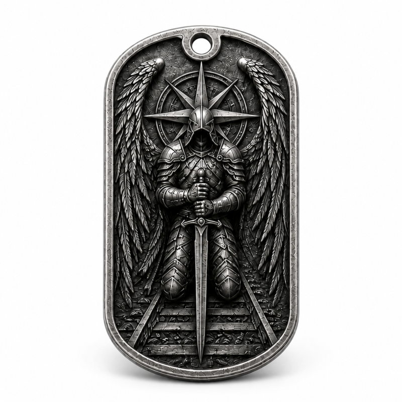 Sterling Silver with Black Rhodium Color Sword Pendant-4