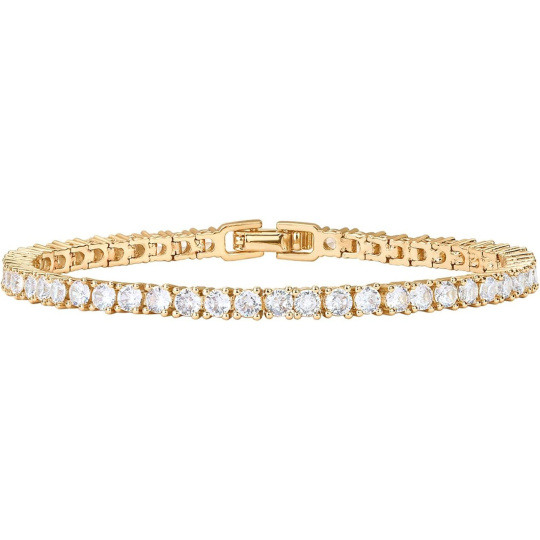 Pulsera de tenis de plata de ley con moissanita de 3 mm chapada en oro