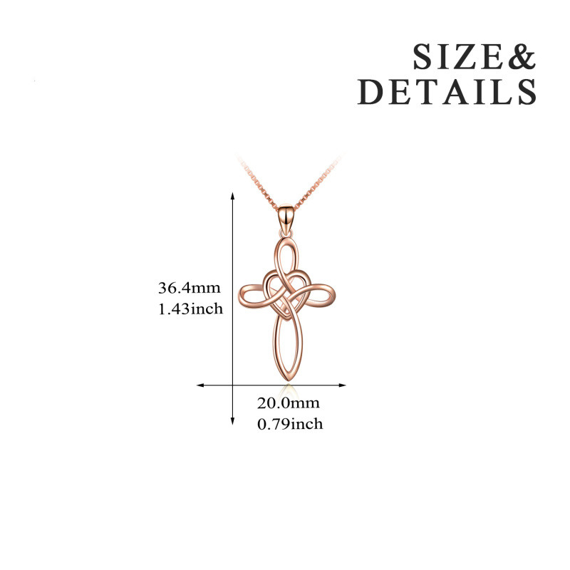 Sterling Silver with Rose Gold Plated Celtic Knot & Cross Pendant Necklace-5