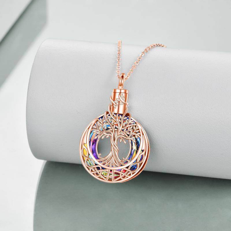 Sterling Silber mit Rose vergoldet kreisförmigen Kristall Baum des Lebens & keltischen Kno-3