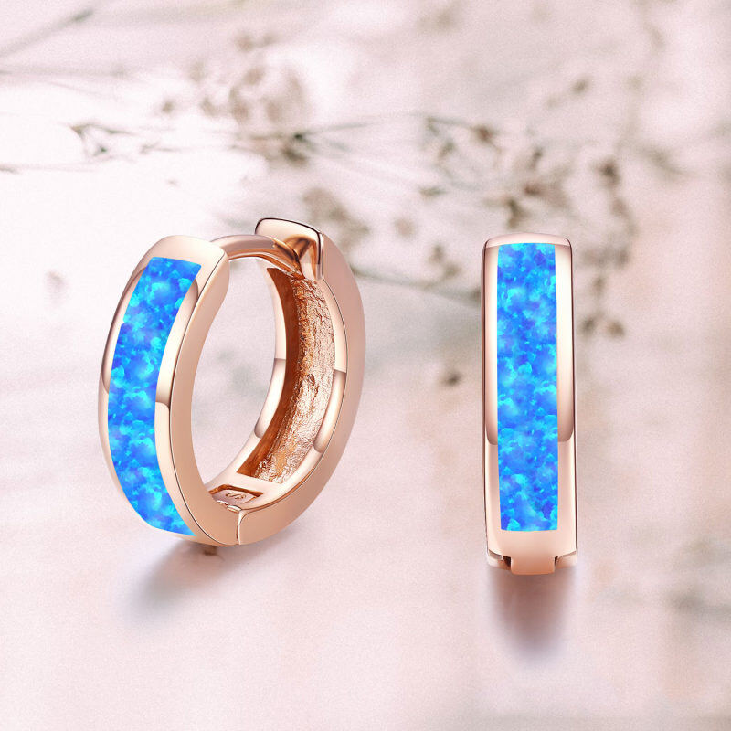 Aros de plata de ley con baño de oro rosa y forma circular de ópalo para madres hermanas-5