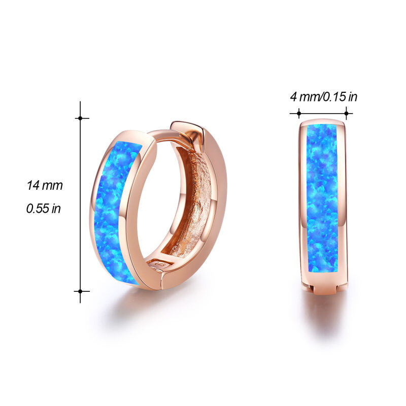 Aros de plata de ley con baño de oro rosa y forma circular de ópalo para madres hermanas-6