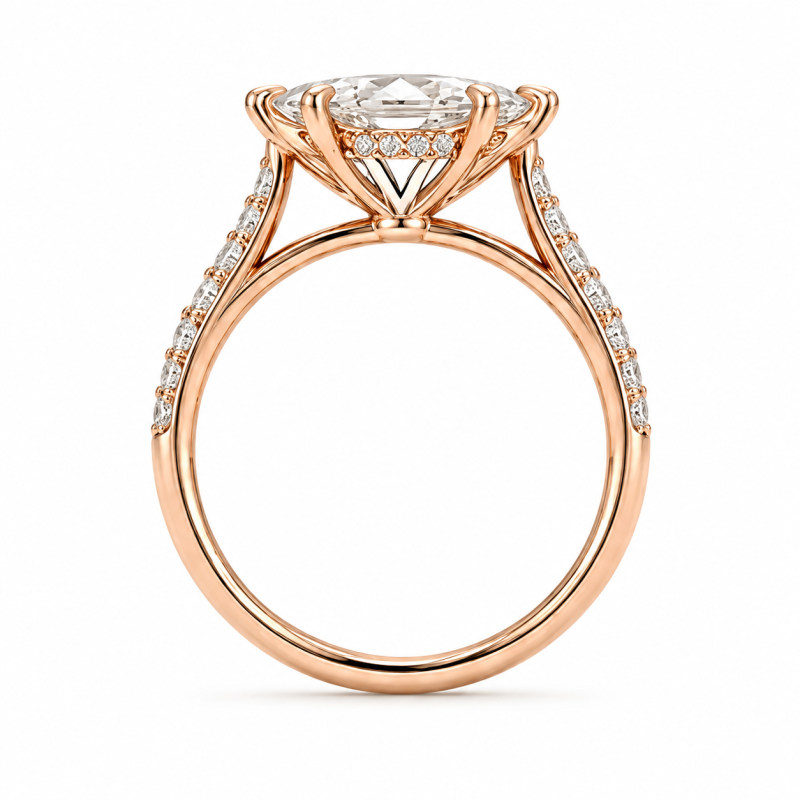 Verlobungsring aus 10-karätigem Roségold mit Marquise-Schliff, im Labor gezüchtetem Diamanten, individueller Ost-West-Fassung und verstecktem Halo-4