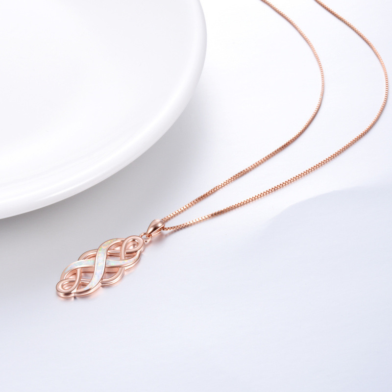 Collar con colgante de nudo celta de ópalo bañado en oro rosa y plata de ley-5