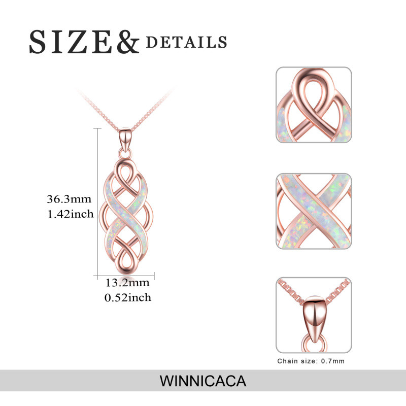 Collar con colgante de nudo celta de ópalo bañado en oro rosa y plata de ley-6