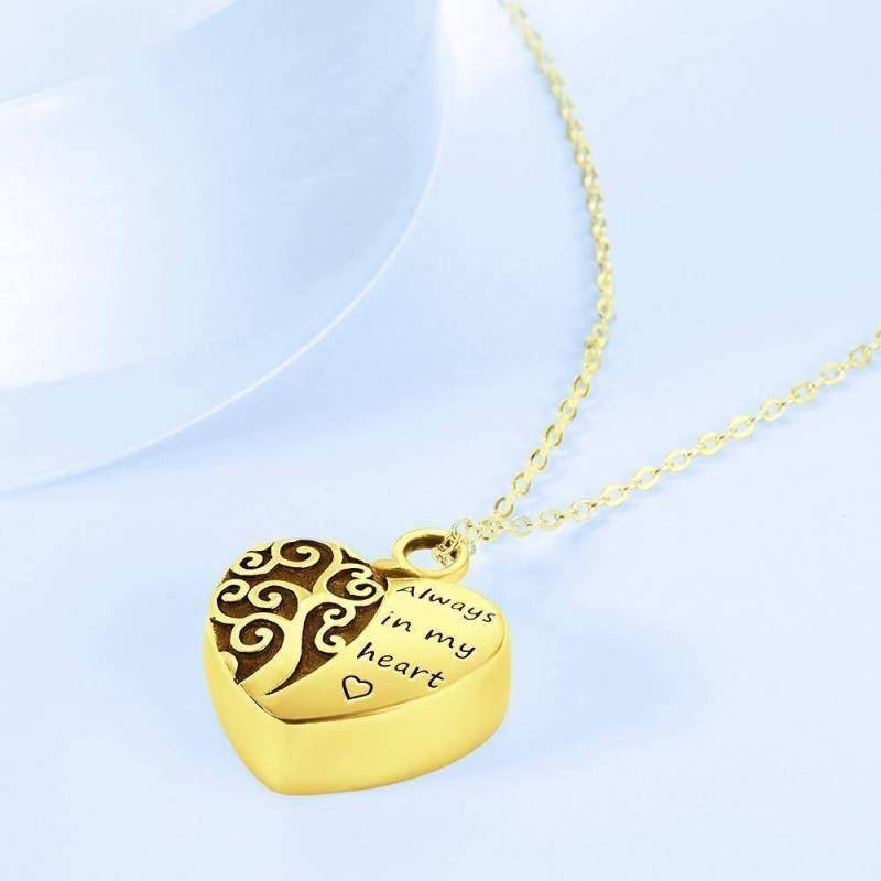 Collier urne photo personnalisé en argent sterling plaqué or rose avec cœur arbre de vie pour cendres-3