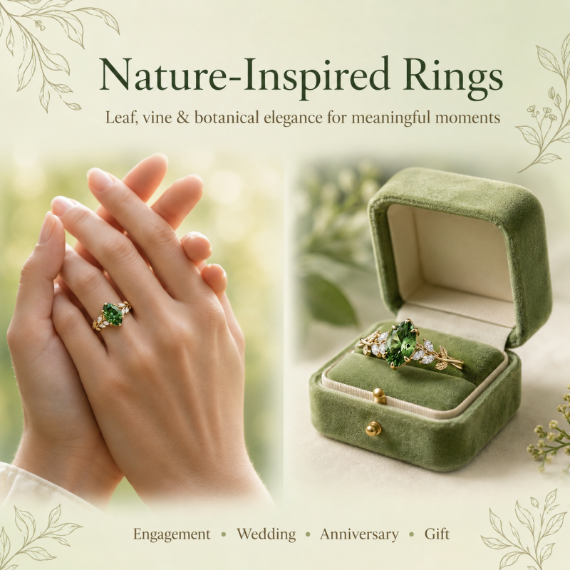 Anel de Noivado Personalizado Inspirado na Natureza com Diamante de Peridoto em Corte Marquise de 1 a 6 Quilates em Ouro 14K-6