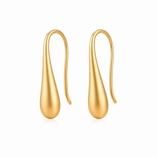 Aretes colgantes en forma de lágrima con acabado cepillado, plateados en plata esterlina y chapados en oro amarillo