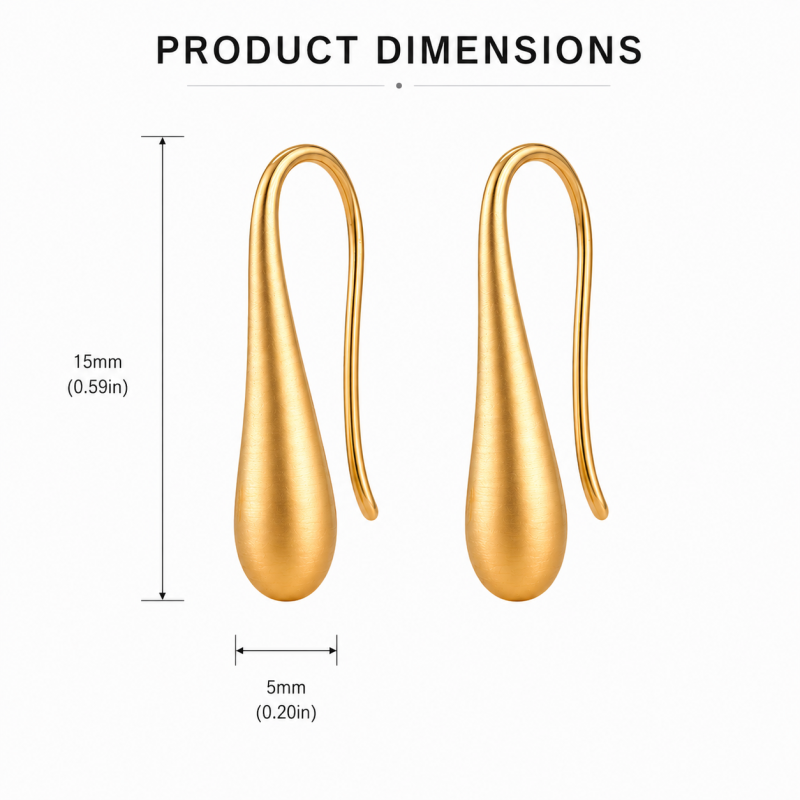 Sterling Silver with Yellow Gold Plated Brushed Finish Teardrop Drop Earrings-4