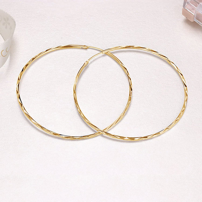 Aretes de aro circulares chapados en oro amarillo con Plata de Ley-4