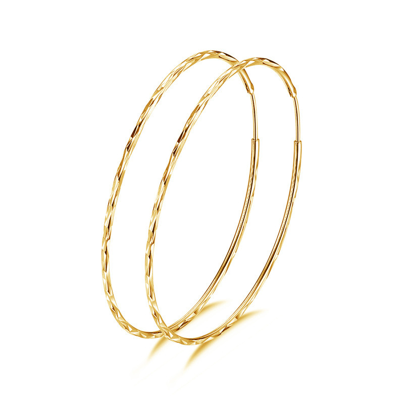 Aretes de aro circulares chapados en oro amarillo con Plata de Ley-1
