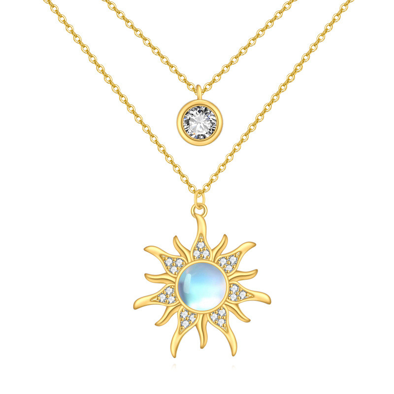 Collier en argent sterling et plaqué or jaune avec pierres de lune de forme circulaire et-20