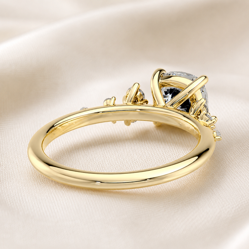 Bague de fiançailles en argent sterling plaqué or jaune avec diamants de laboratoire taille coussin sertis en pierre latérale-6