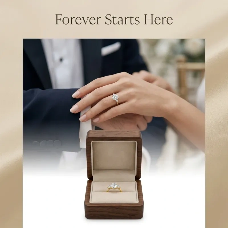 Sterling Silver with Yellow Gold Plated Elongated Cushion Cut Lab-Grown Diamond Three-Stone Engagement Ring-5