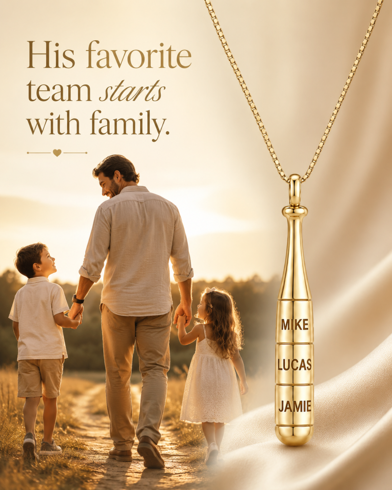 10K Gold Engravable & Baseball Bat Pendant Necklace for Men-4