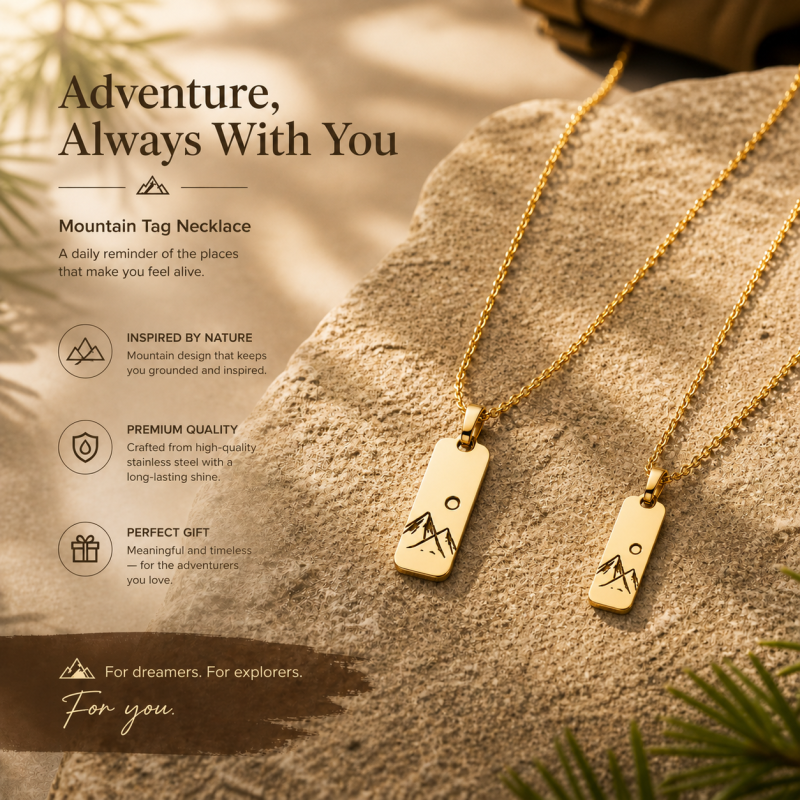 Sterling Silver with Yellow Gold Plated Father & Son & Mountains Pendant Necklace for Men-4