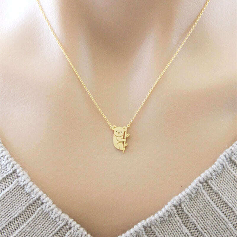Collier pendentif Koala en argent sterling plaqué or jaune-2