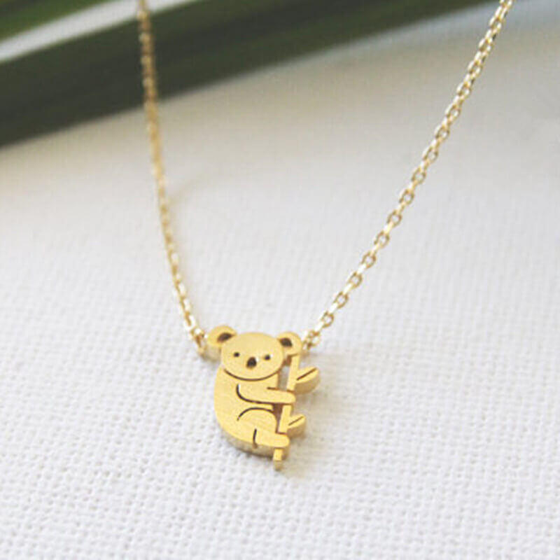 Sterling Silver with Yellow Gold Plated Koala Pendant Necklace-7