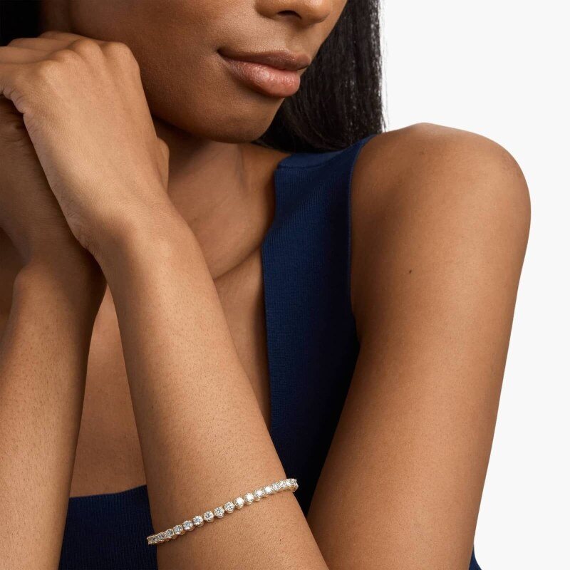 Bracelet de tennis en argent sterling plaqué or jaune avec moissanite-2
