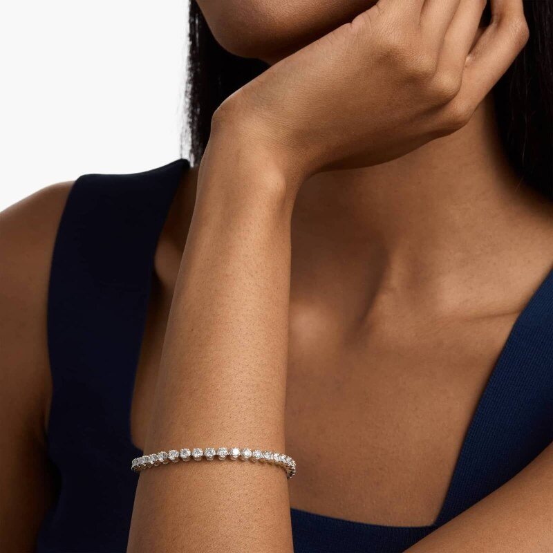 Bracelet de tennis en argent sterling plaqué or jaune avec moissanite-3