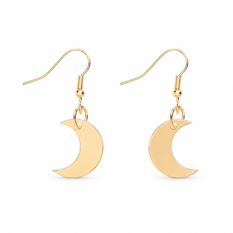 Pendientes colgantes de luna de plata de ley con baño de oro amarillo-2