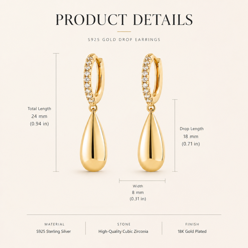 Sterling Silver with Yellow Gold Plated Round Cut Cubic Zirconia Half Pave Teardrop earrings-4