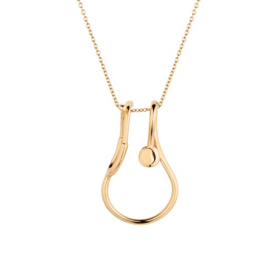 Collier pendentif stéthoscope en argent sterling plaqué or jaune